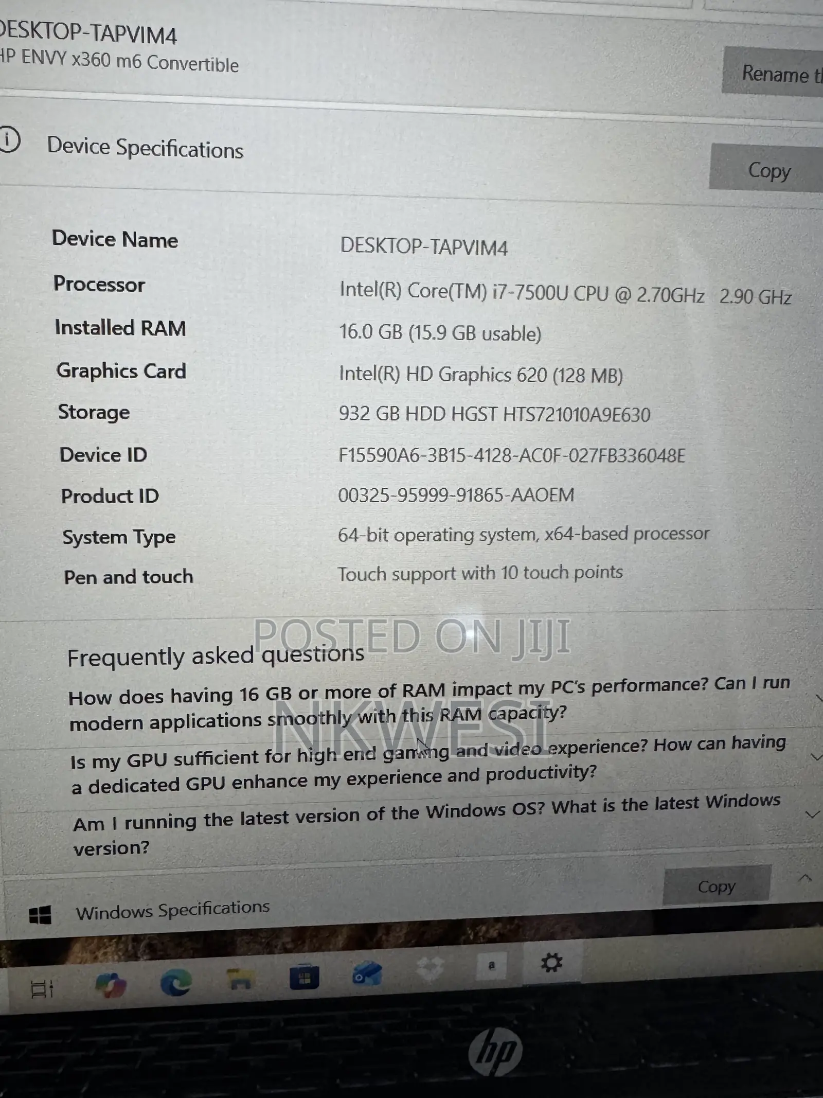 Laptop HP Envy x360 16GB Intel Core i7 SSD 1T