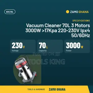 Vacuum Cleaner 70L 3 Motors 3000W >17Kpa 220-230v Ipx4 50/60h - NVC70L