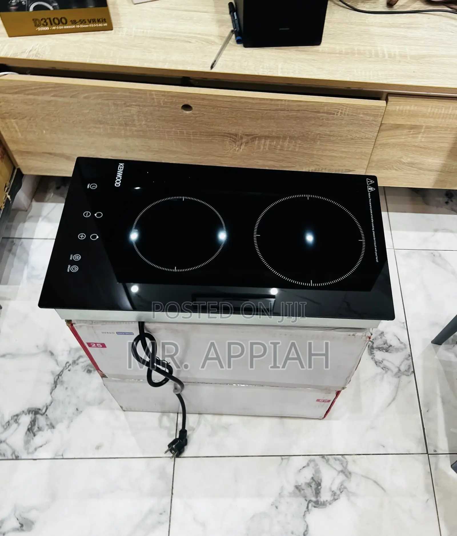 Ceramic Touch Screen Kenwood 2 Electric Hob(Black).
