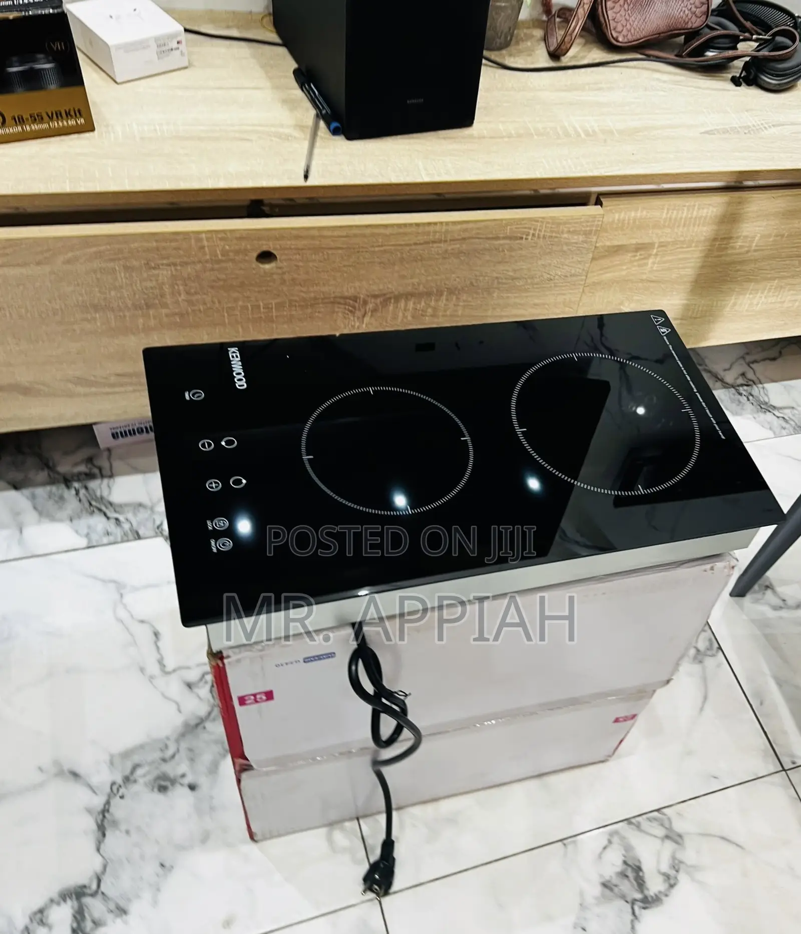 Ceramic Touch Screen Kenwood 2 Electric Hob(Black).