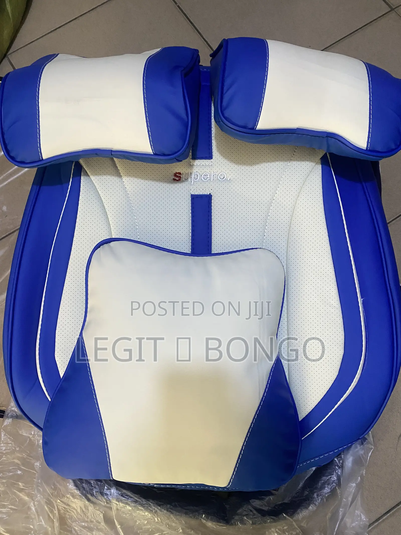  Premium Blue & White Supero Full Seat Cover Set