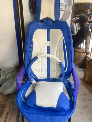  Premium Blue & White Supero Full Seat Cover Set
