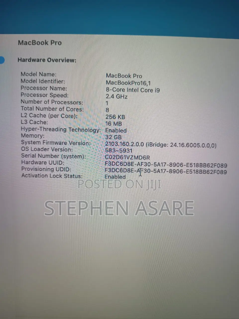 Laptop Apple MacBook Pro 2019 32GB Intel Core i9 SSD 1T