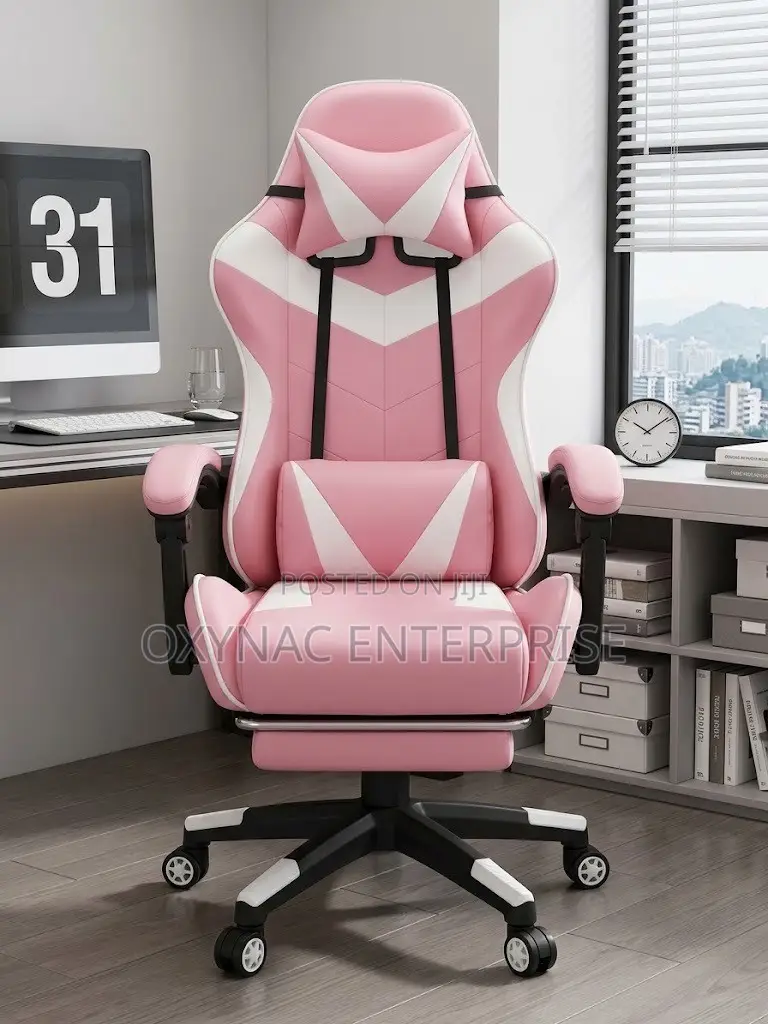 Pink and White Colored Gaming Chair
