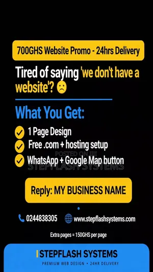 `1 Page Website Design 700GHS - 24hrs Delivery | .Com + Hosting`