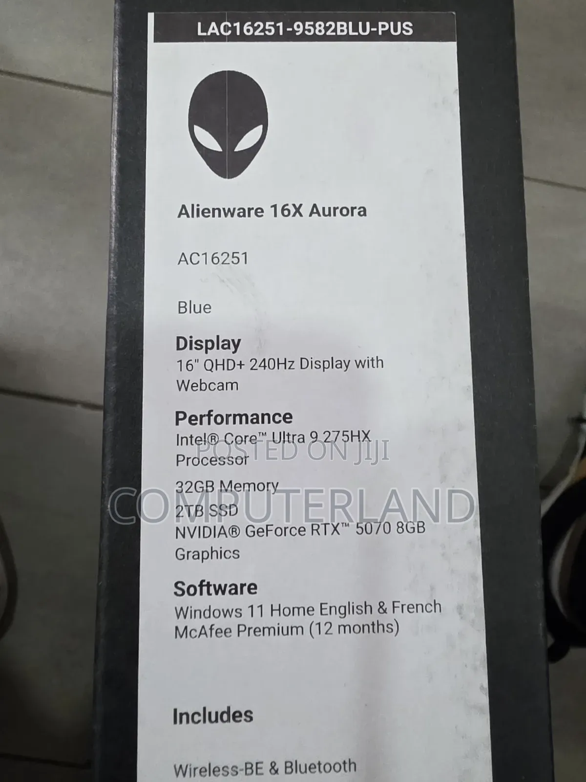 New Laptop Dell Alienware Aurora 16 3GB Intel Core Ultra 9 SSD 2T