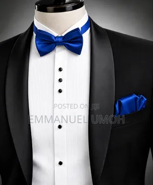 Elegant Satin Bow Tie With Pocket Square