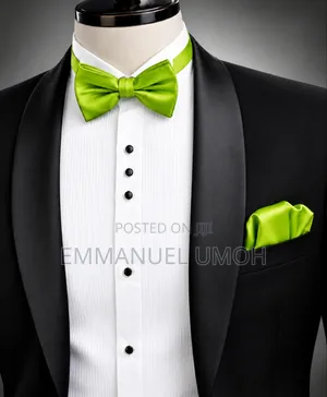 Elegant Satin Bow Tie With Pocket Square