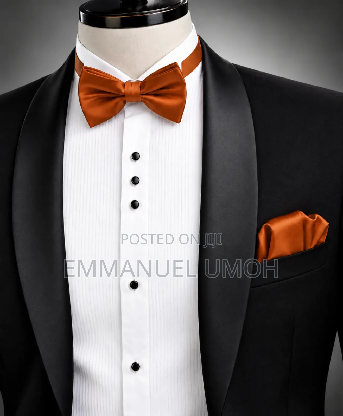 Elegant Satin Bow Tie With Pocket Square