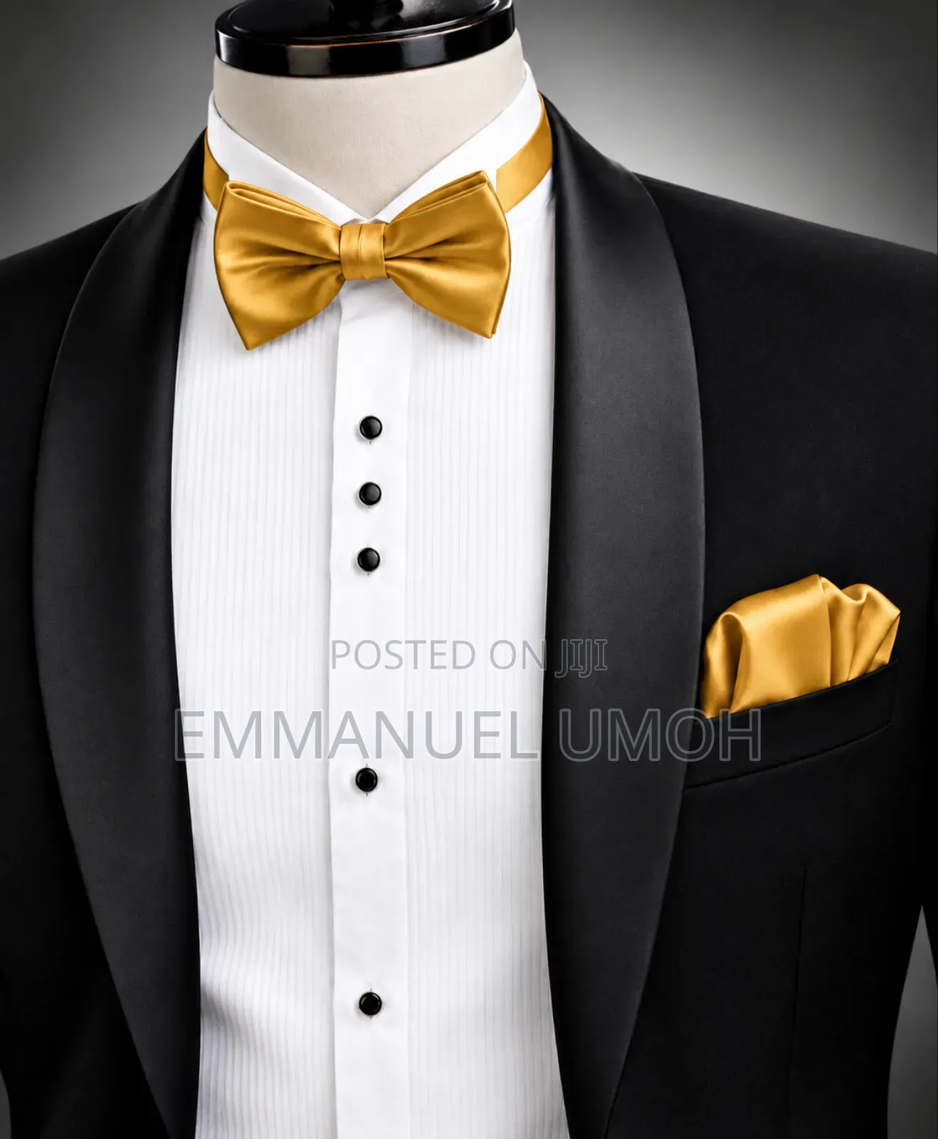 Elegant Satin Bow Tie With Pocket Square