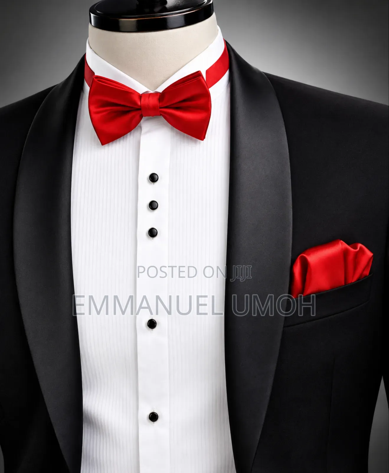 Elegant Satin Bow Tie With Pocket Square