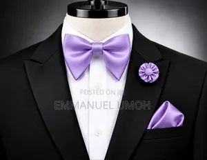 Classy Butterfly Bow Tie With Pocket Square and Elegant Brooch