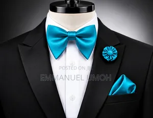 Classy Butterfly Bow Tie With Pocket Square and Elegant Brooch