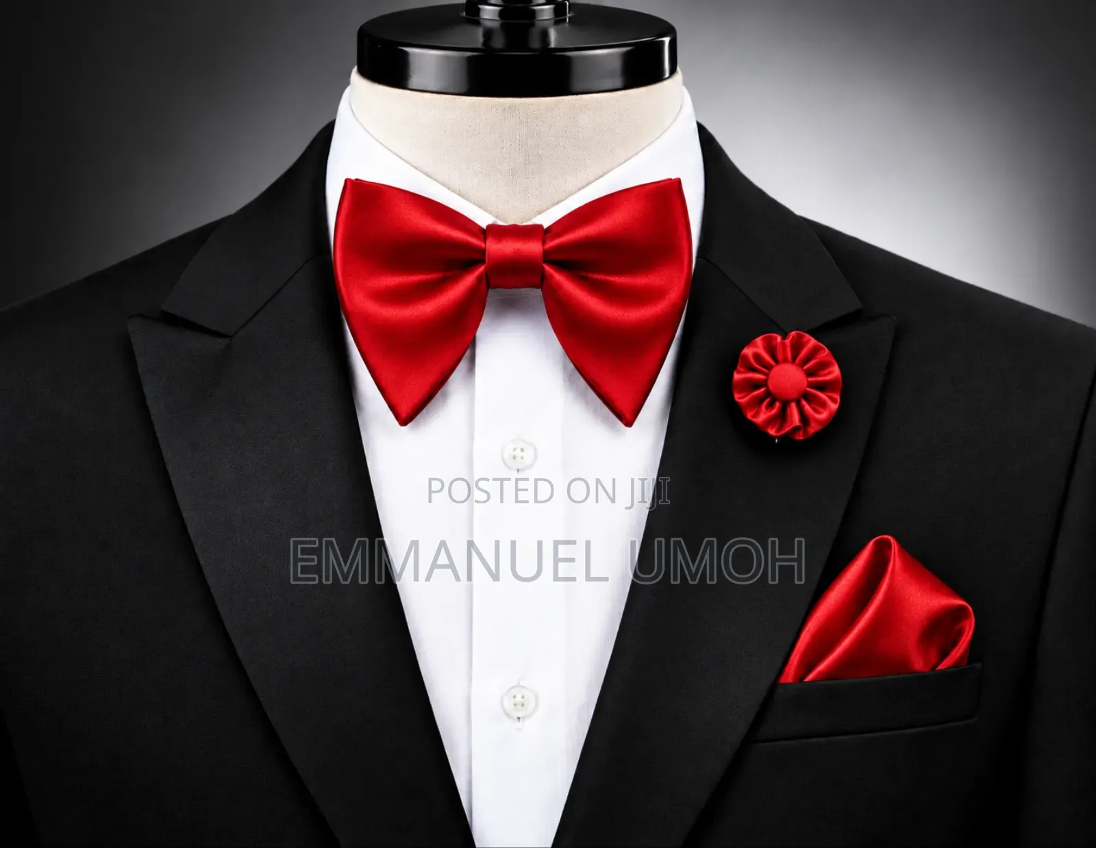 Classy Butterfly Bow Tie With Pocket Square and Elegant Brooch