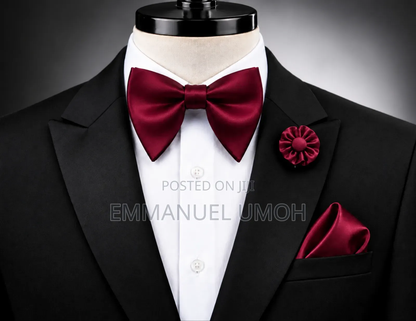 Classy Butterfly Bow Tie With Pocket Square and Elegant Brooch