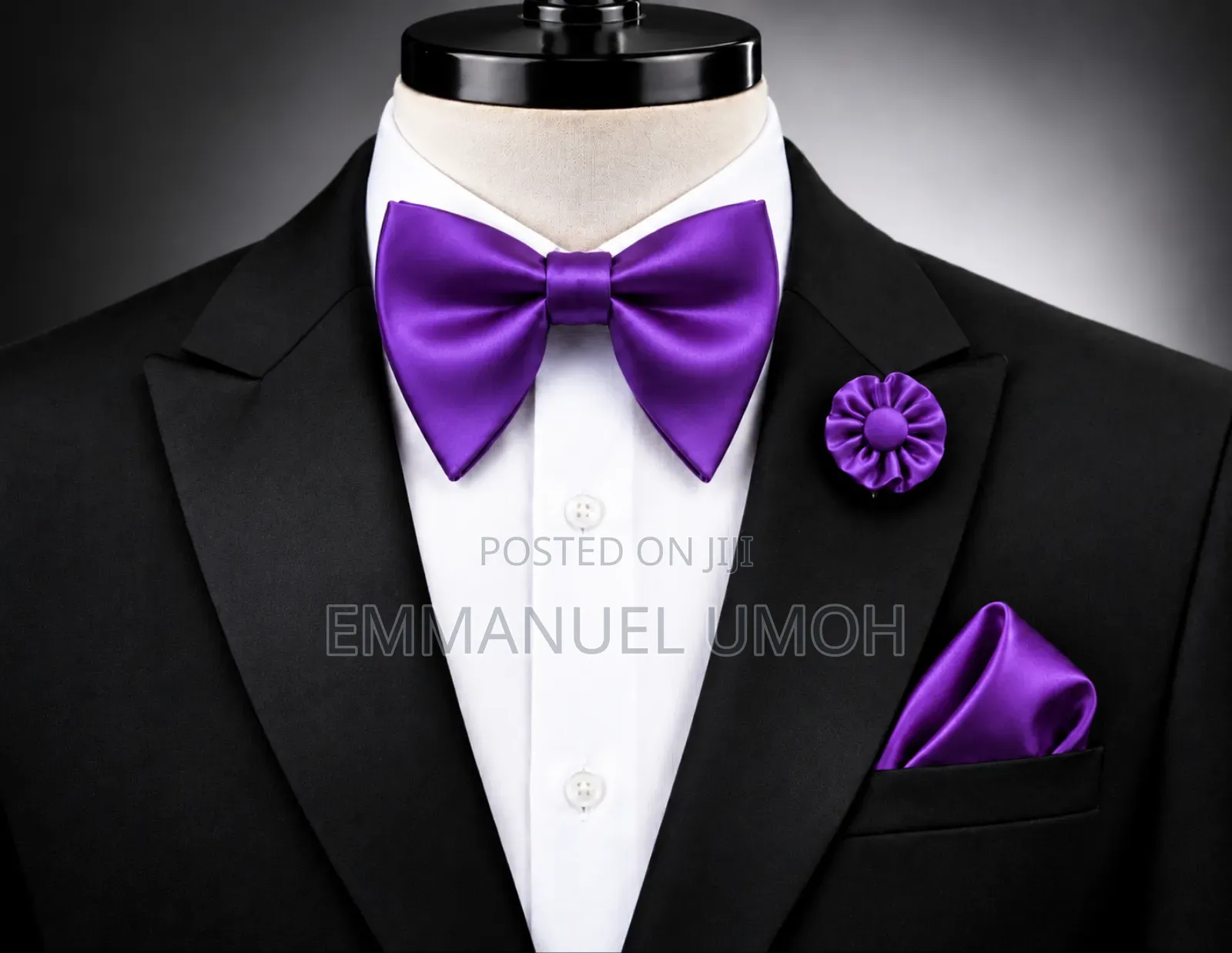 Classy Butterfly Bow Tie With Pocket Square and Elegant Brooch