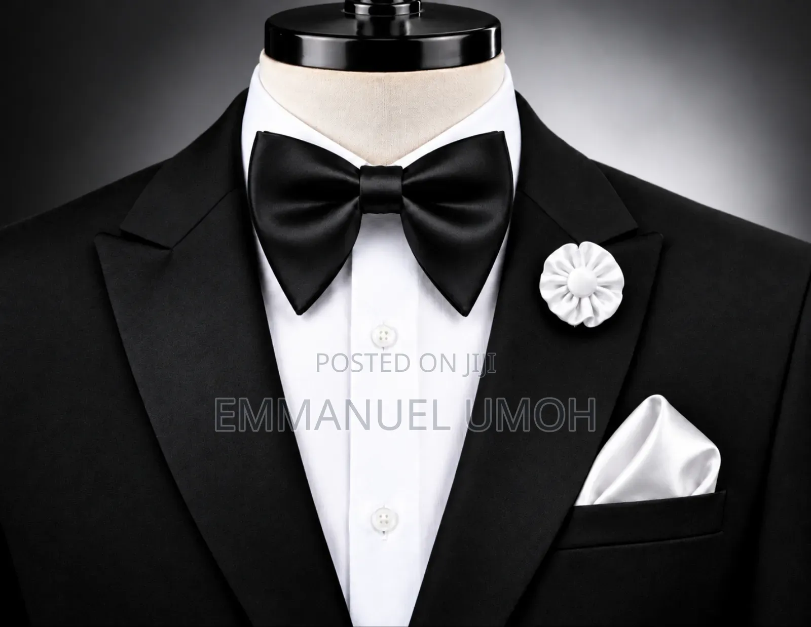 Classy Butterfly Bow Tie With Pocket Square and Elegant Brooch