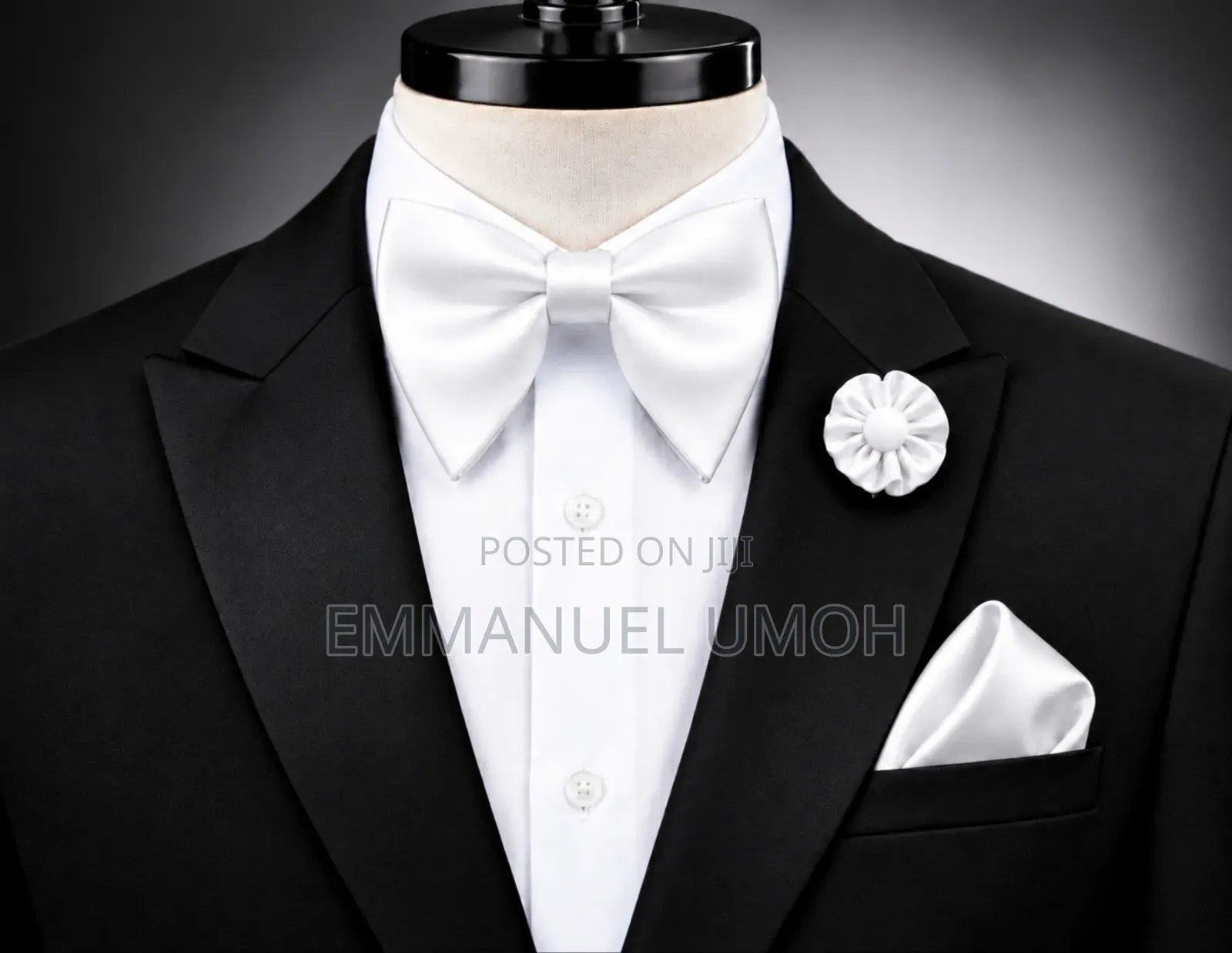 Classy Butterfly Bow Tie With Pocket Square and Elegant Brooch