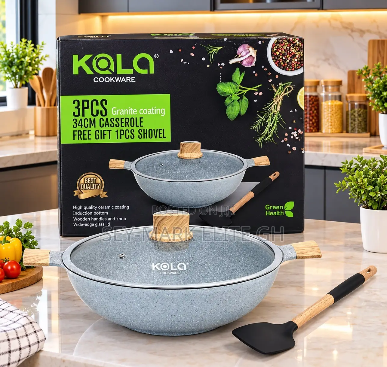 34cm Kala Granite Casserole Cookware