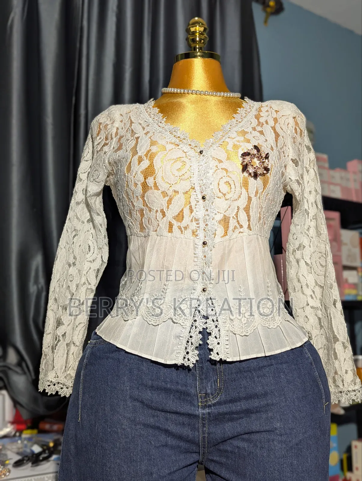 Lacey White Ladies Blouse