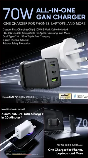 Oraimo HyperGaN 70W GaN Fast Charger With 3 Ports