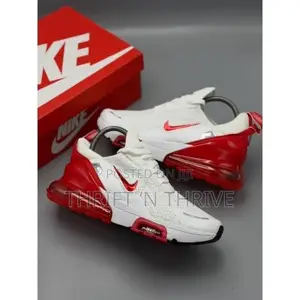 Red and White Airmax 270 Sneakers.