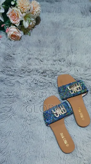 Ladies Crystal Flat Slippers