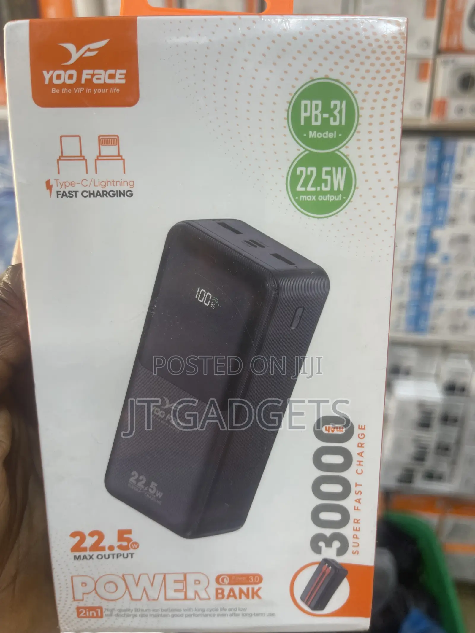 YOO FACE PB-31 30000mAh Power Bank – 22.5W Super Fast Charge!