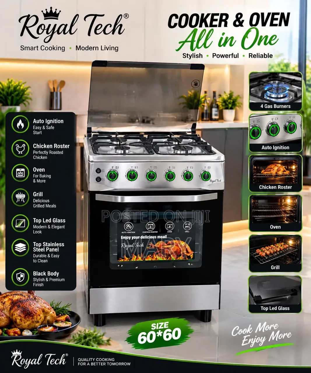 Rainbow/Volcano/Royal Tech 60*60 (60 by 60) Gas Burner Oven