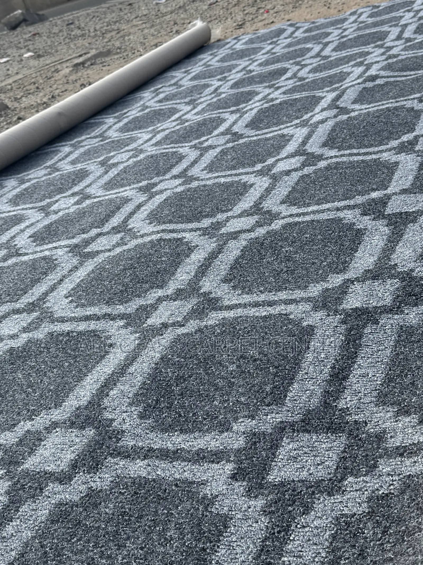 Dark Grey Industrial Carpet With Design for Auditorium and Offices