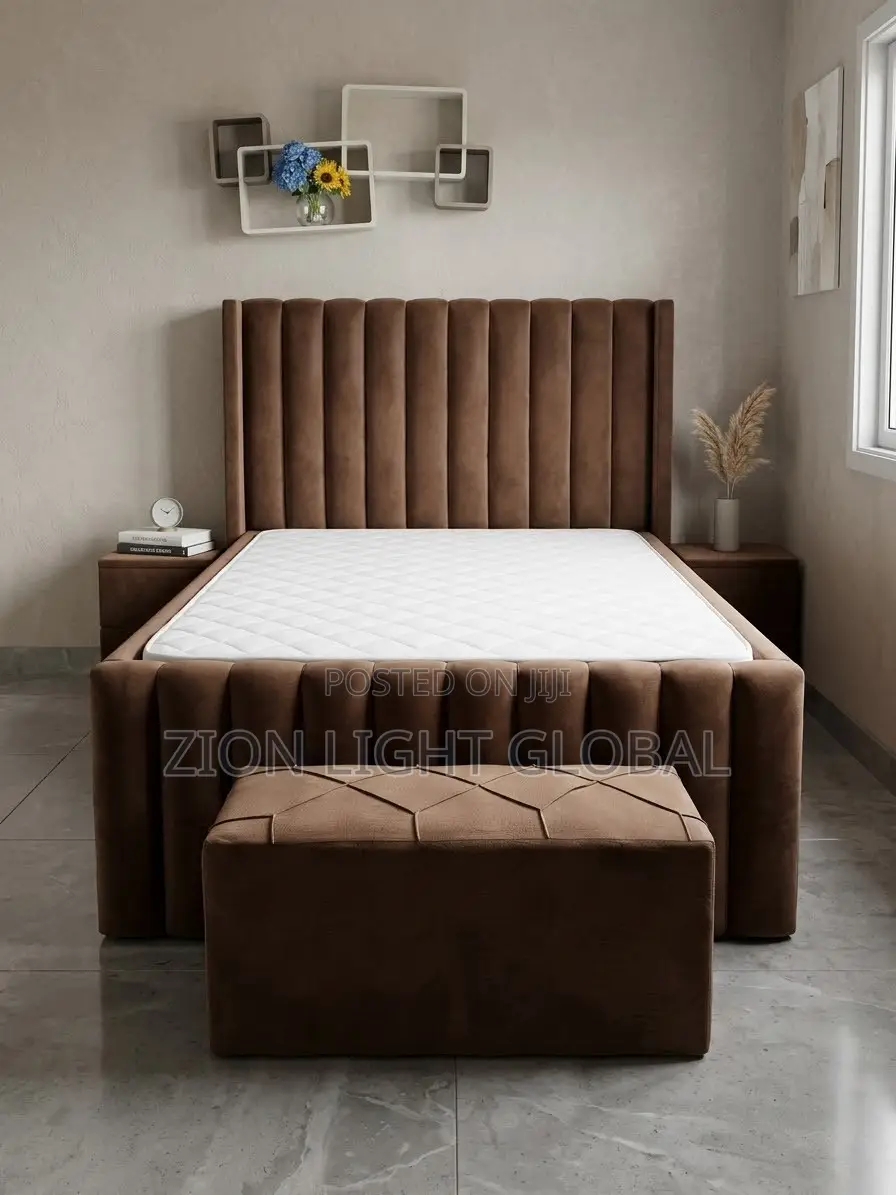 Luxury Bed Set With Latex Mattress & Bench – Like New!