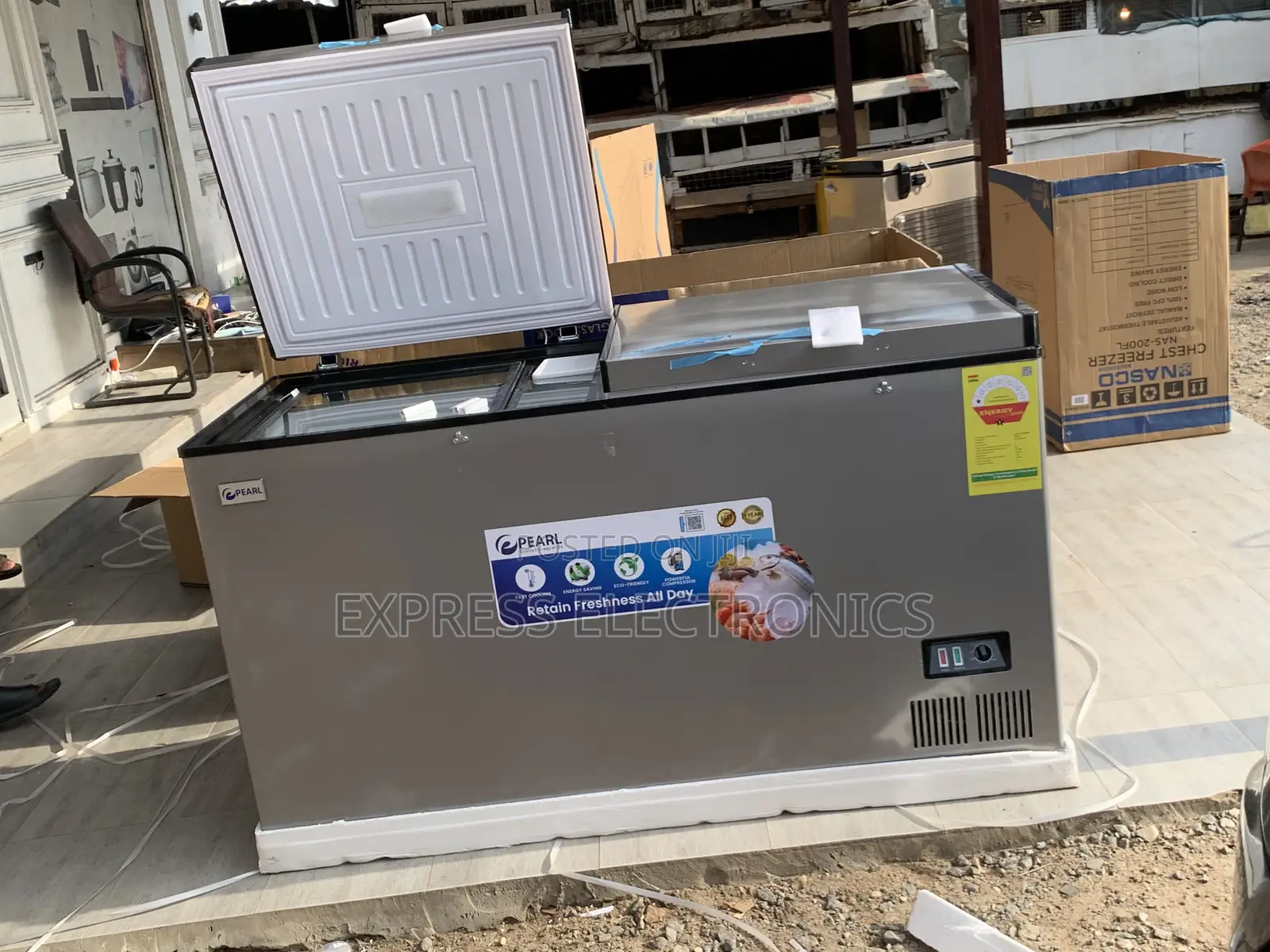 Authentic New Double Door Grey Pearl Chest PCF-5310-6F Freezer