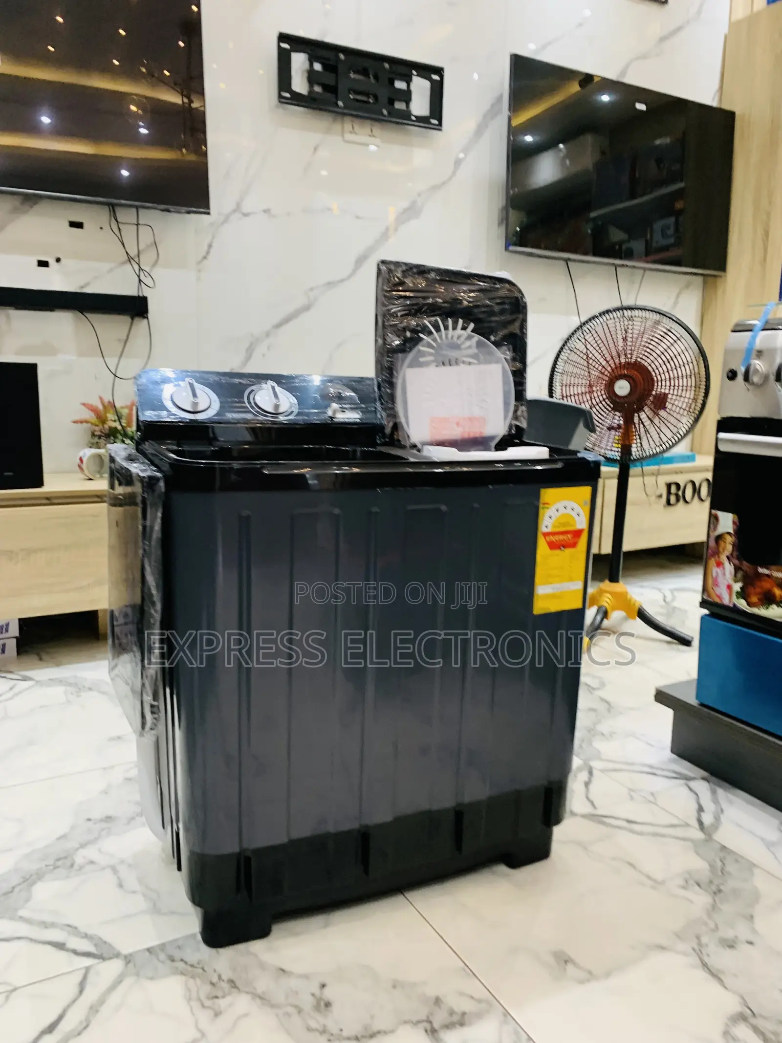 Limited Stock Black Washing Machine Semi Automatic Nasco Black 7kg