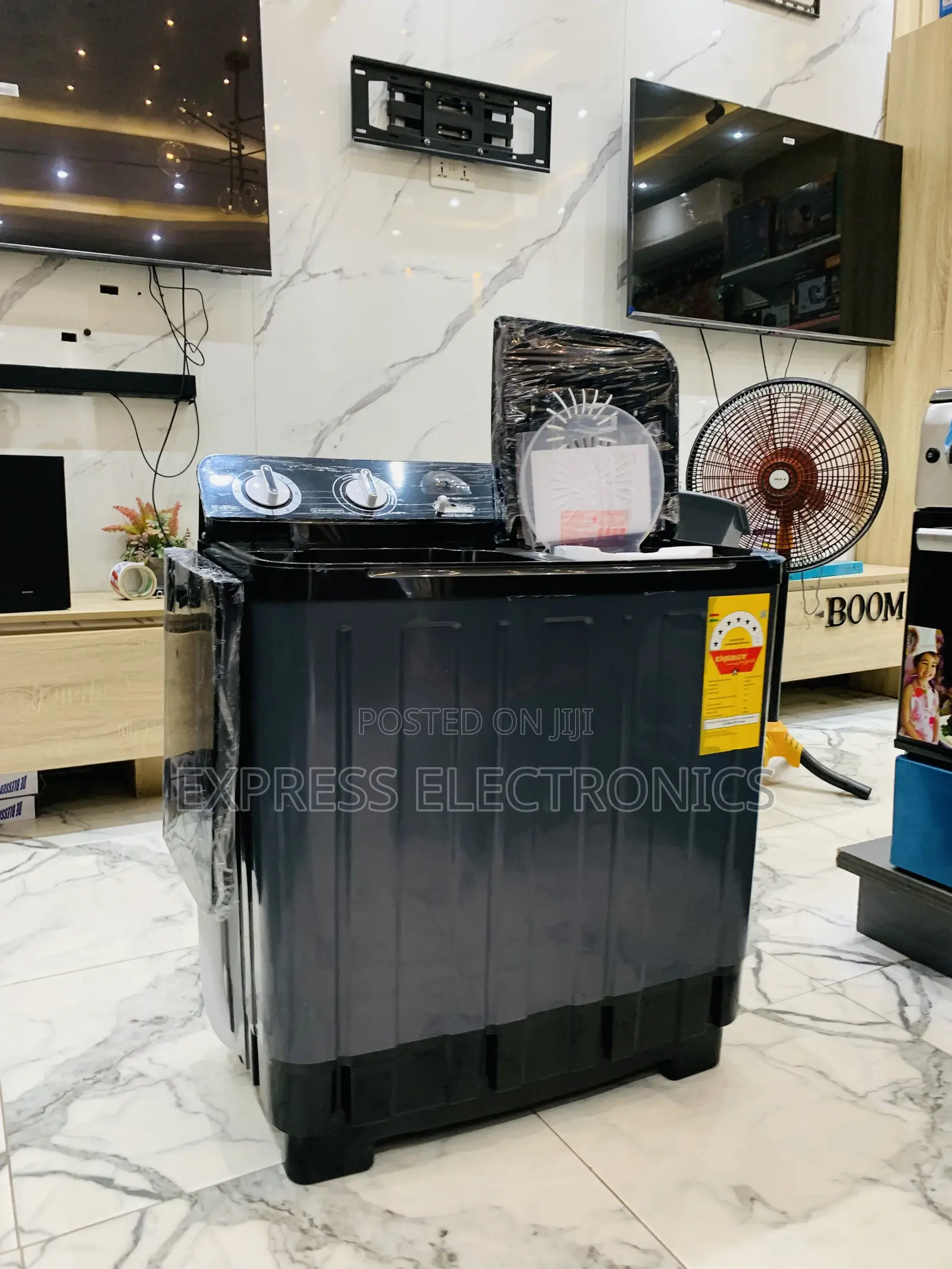 Limited Stock Black Washing Machine Semi Automatic Nasco Black 7kg