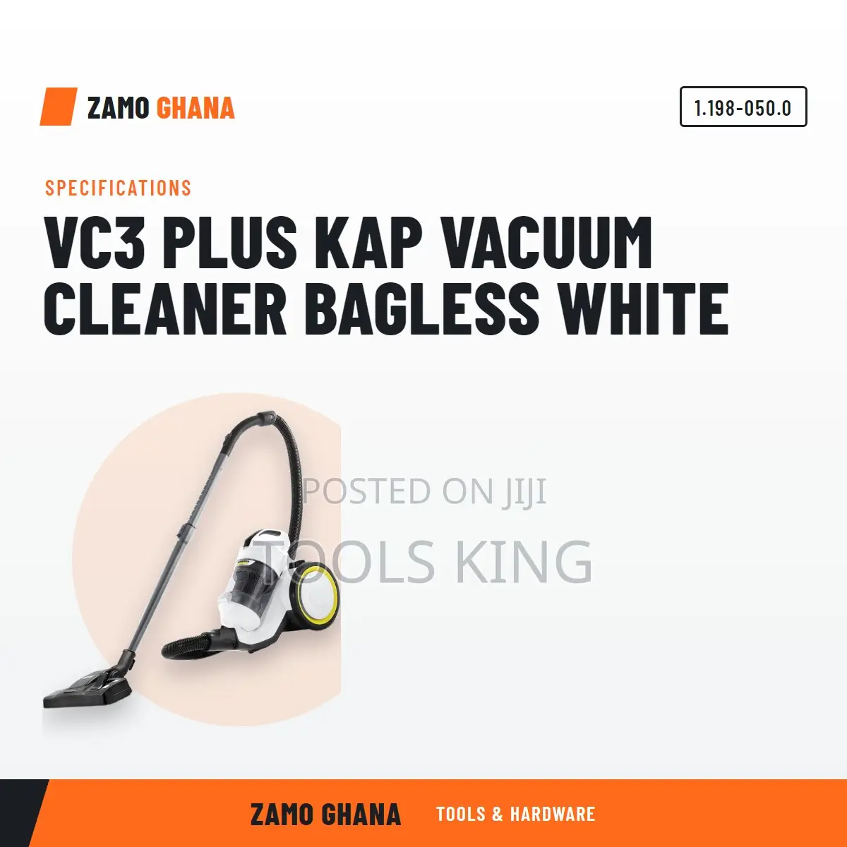 Vc3 Plus Kap Vacuum Cleaner Bagless White - 1.198-050.0