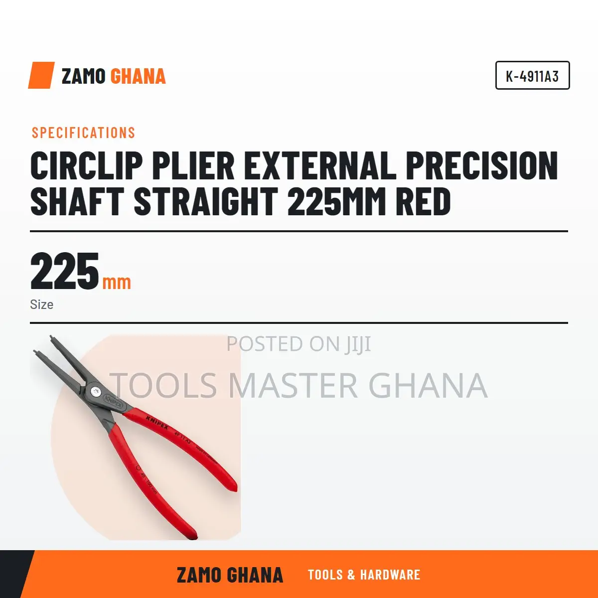 Circlip Plier External Precision Shaft Straight 225Mm Red - K-4911a3