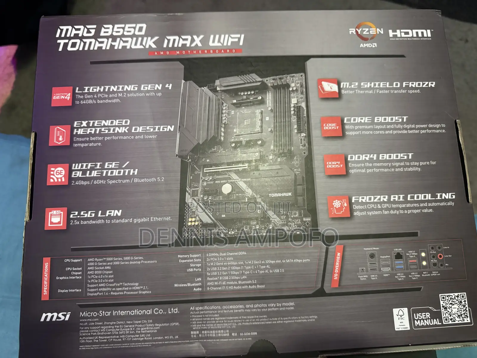 MSI MAG B550 Tomahawk MAX WiFi Gaming Motherboard Ryzen 5000 Series