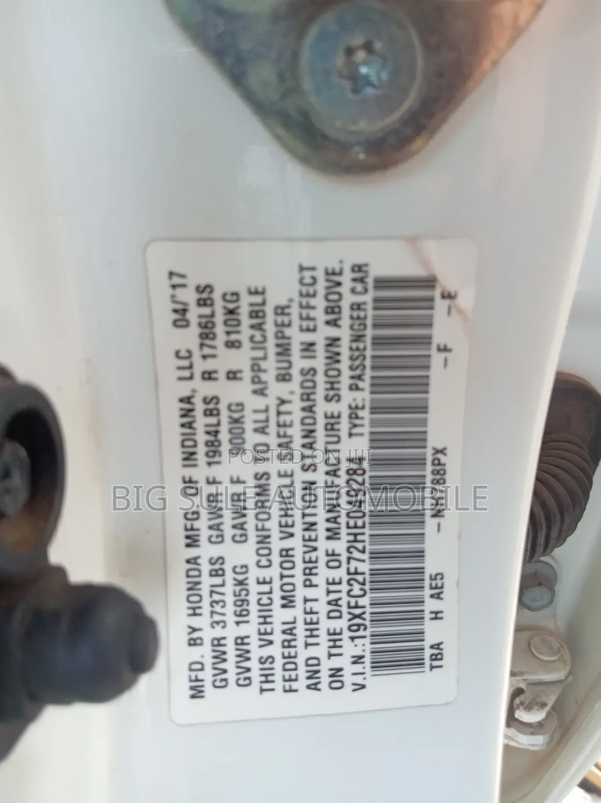 Honda Civic EX-L 4dr Sedan (1.5L 4cyl) 2017 White