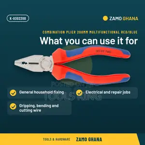 Combination Plier 200Mm Multifunctional Red/Blue - K-