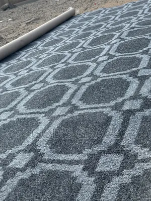 Gray With Design Floor Woolen Carpet