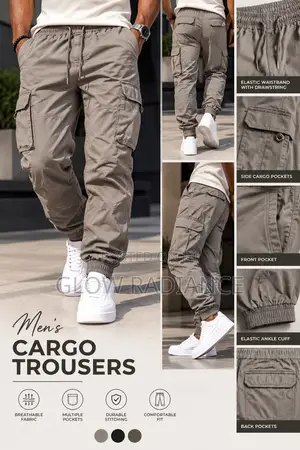 Men’s Premium Cotton Cargo Joggers Pant(Available in Multiple Colors)