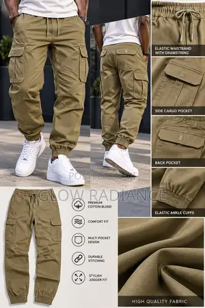 Men’s Premium Cotton Cargo Joggers Pant(Available in Multiple Colors)