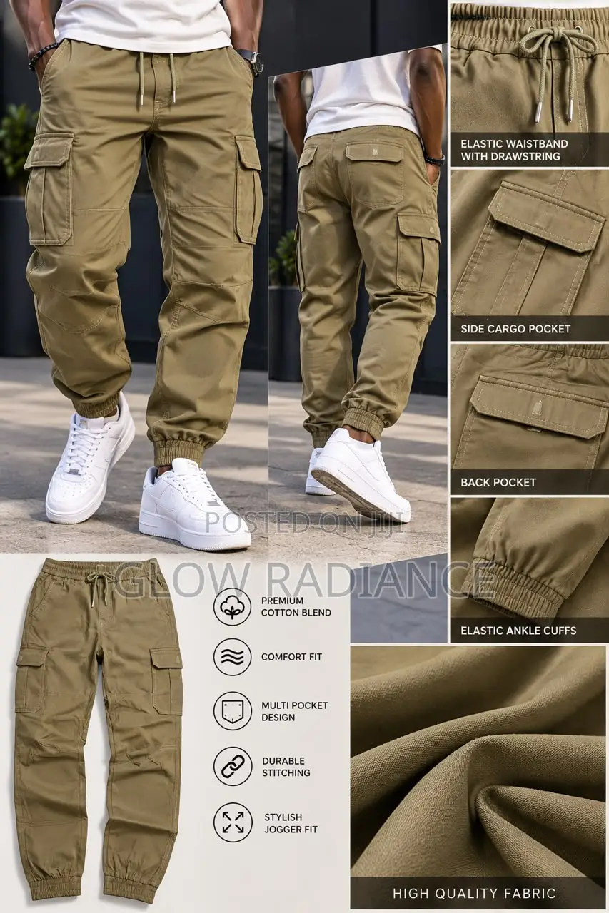 Men’s Premium Cotton Cargo Joggers Pant(Available in Multiple Colors)