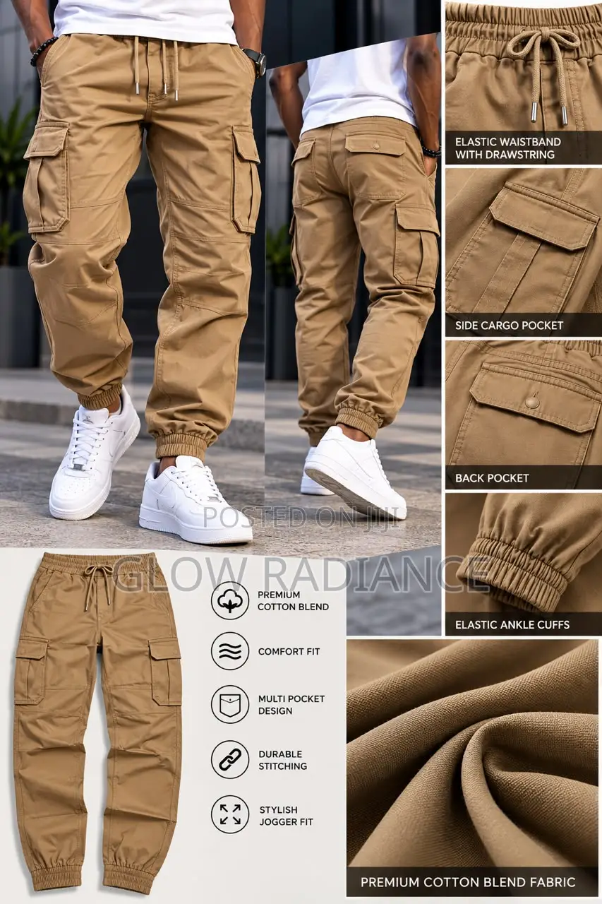 Men’s Premium Cotton Cargo Joggers Pant(Available in Multiple Colors)