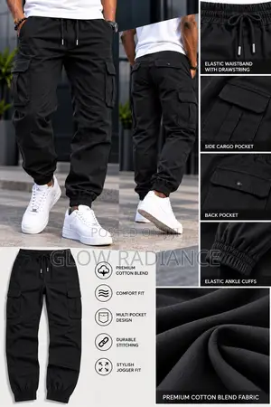 Men’s Premium Cotton Cargo Joggers Pant(Available in Multiple Colors)