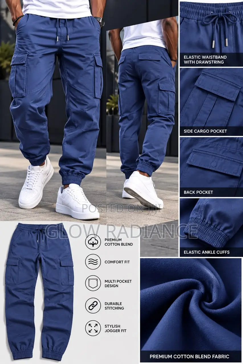 Men’s Premium Cotton Cargo Joggers Pant(Available in Multiple Colors)