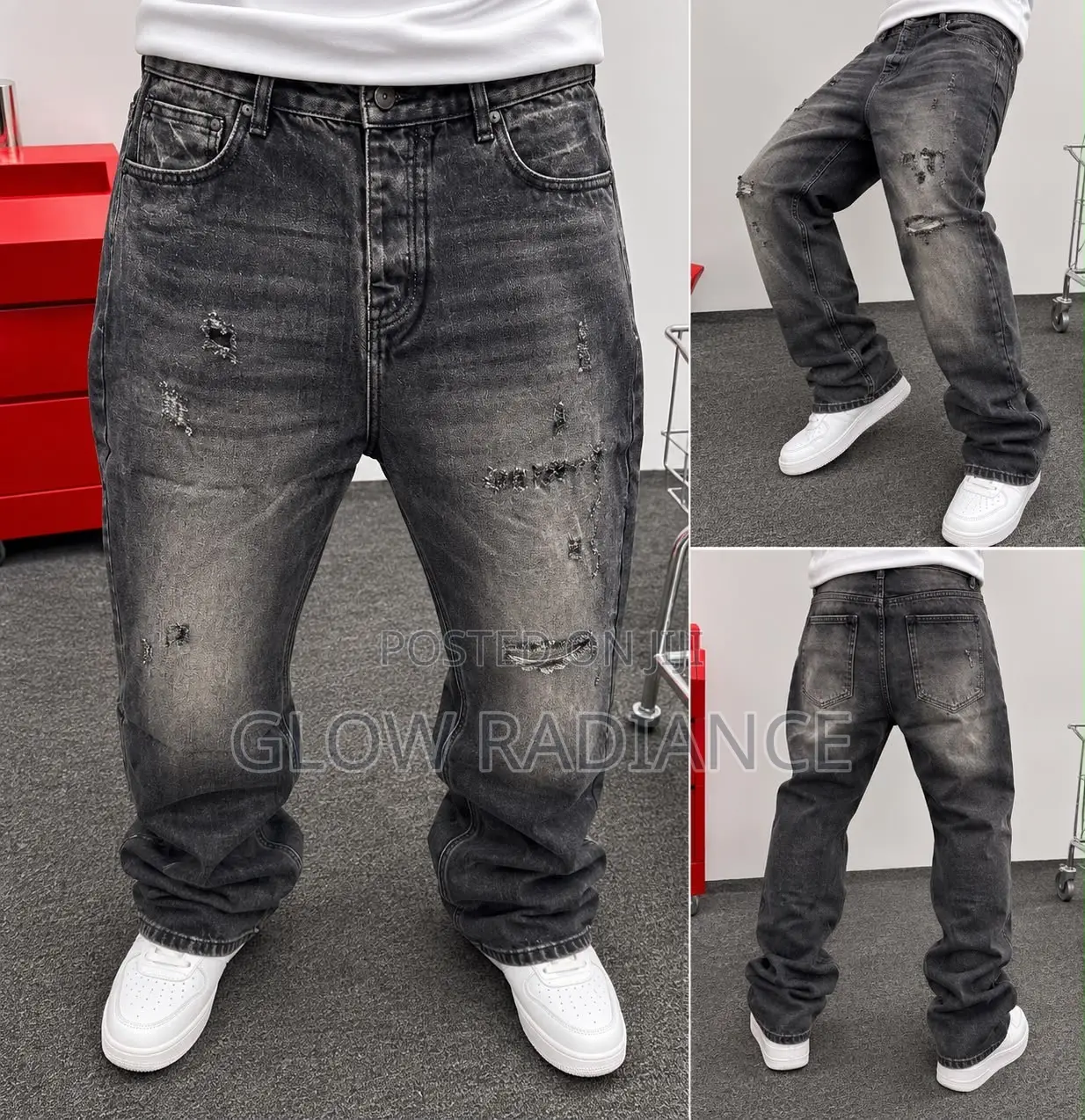 Men’s Vintage Distressed Baggy Jeans
