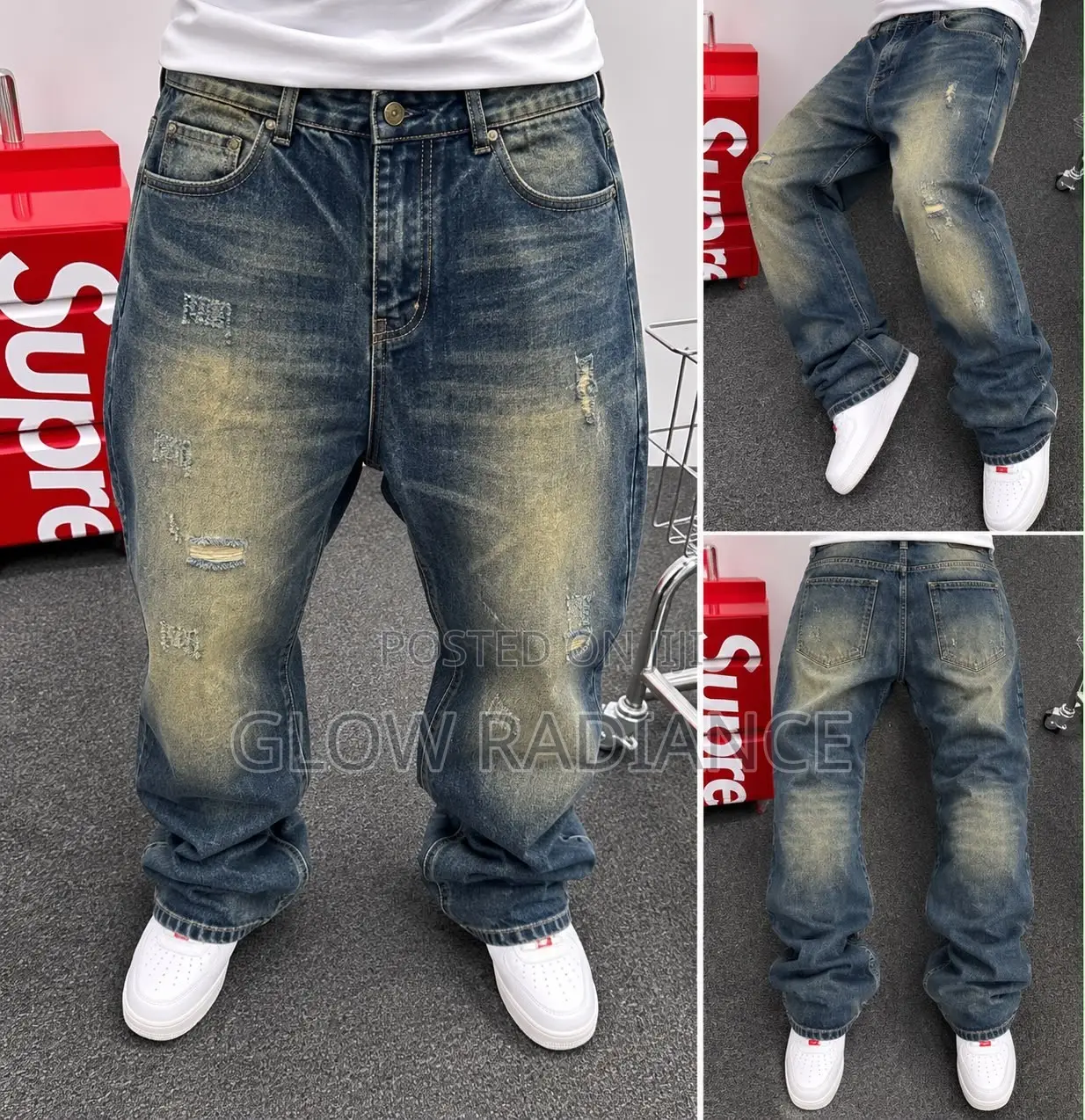 Men’s Vintage Distressed Baggy Jeans