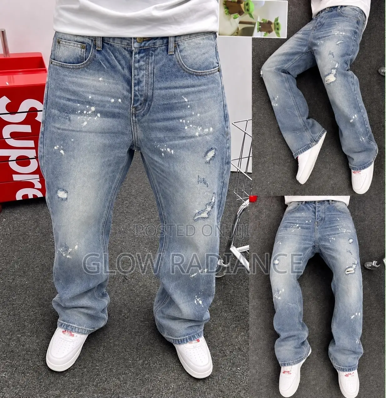 Men’s Vintage Distressed Baggy Jeans