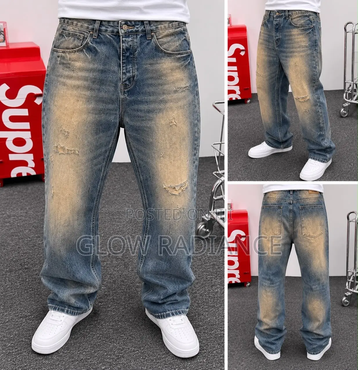 Men’s Vintage Distressed Baggy Jeans